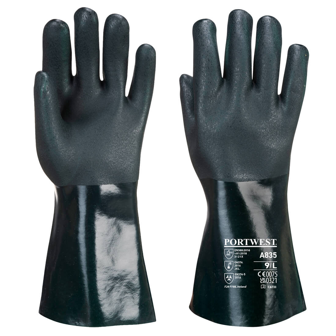 Kaksoispäällystetty PVC-suojakäsine 35cm A835-0
