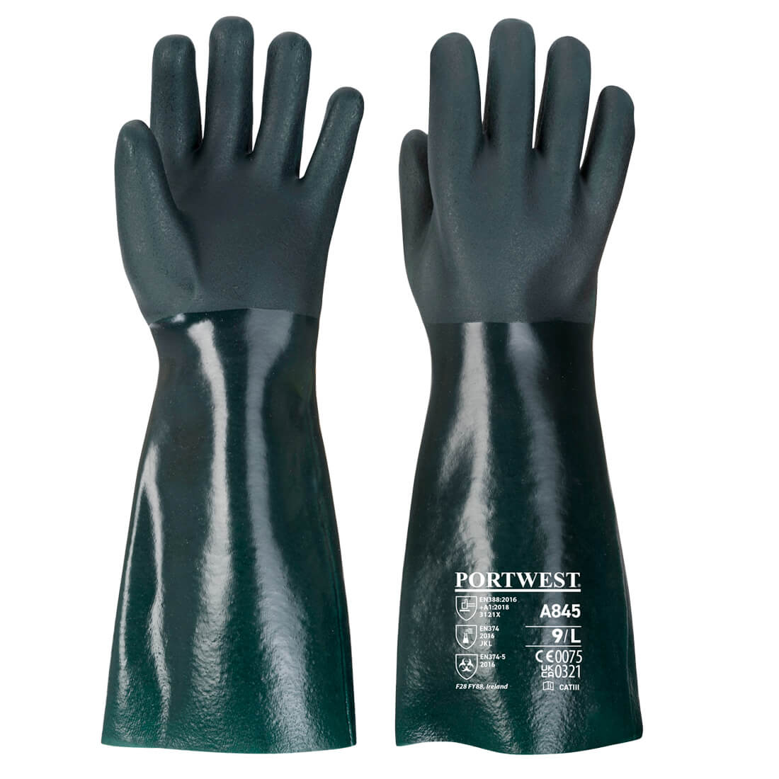 Kaksoispinnoitettu PVC-suojakäsine 45cm A845-0